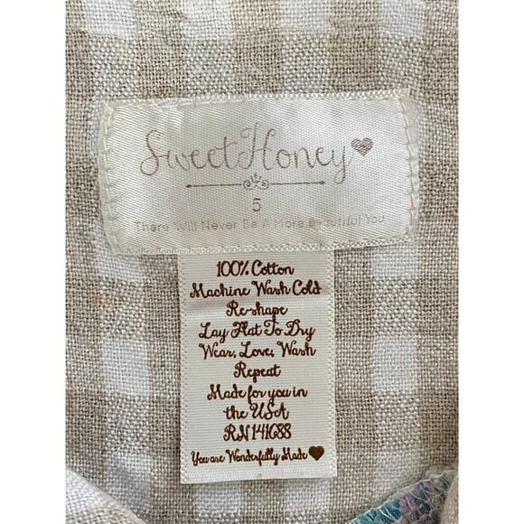 SweetHoney Blue Spring Sleeveless Swing Floral Gingham Ruffle Tunic Top 5 - Picture 7 of 7